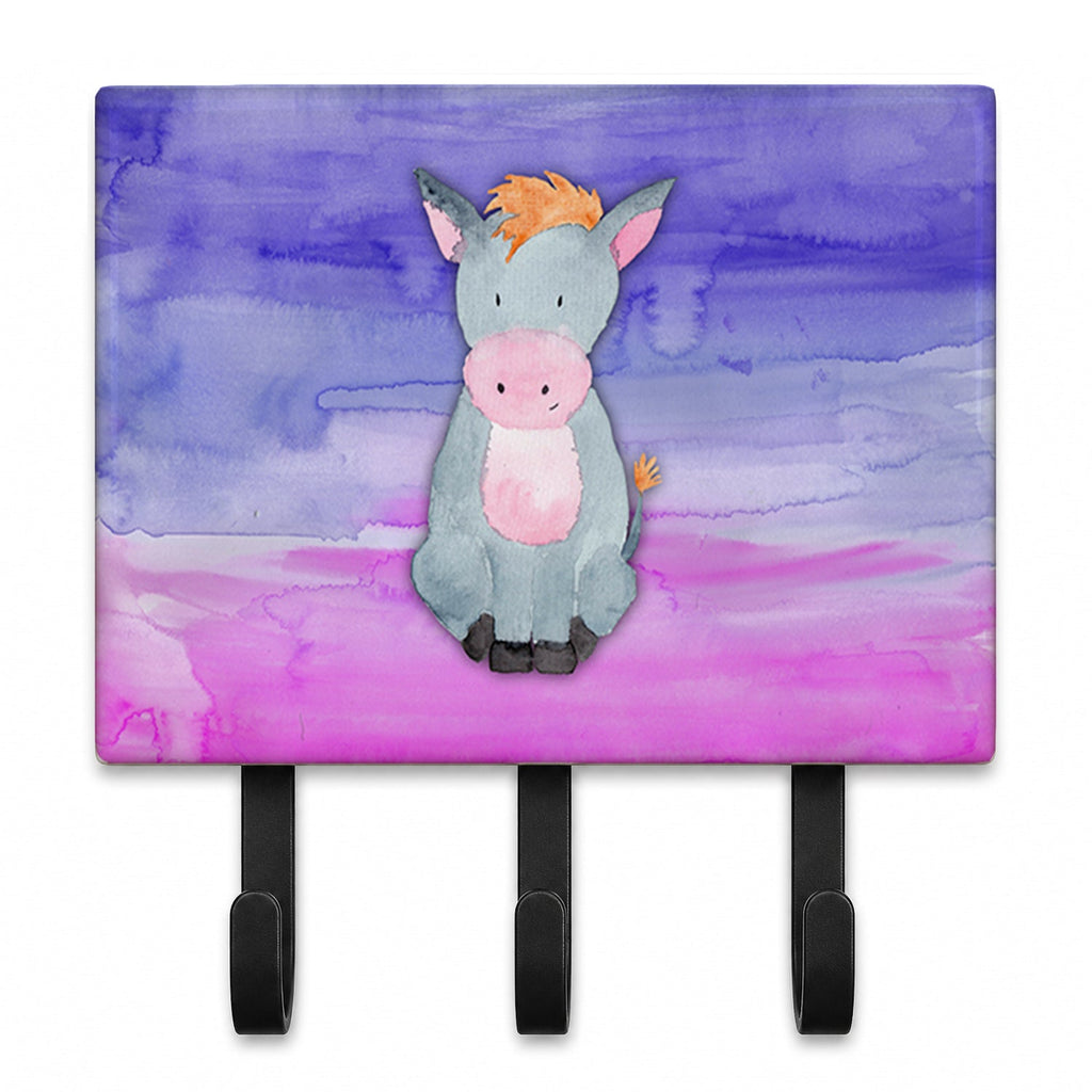 Donkey Watercolor Leash or Key Holder Wall Hooks, Coat Rack Wall Mount, for Hanging Keys, Towels, Aprons, Leashes