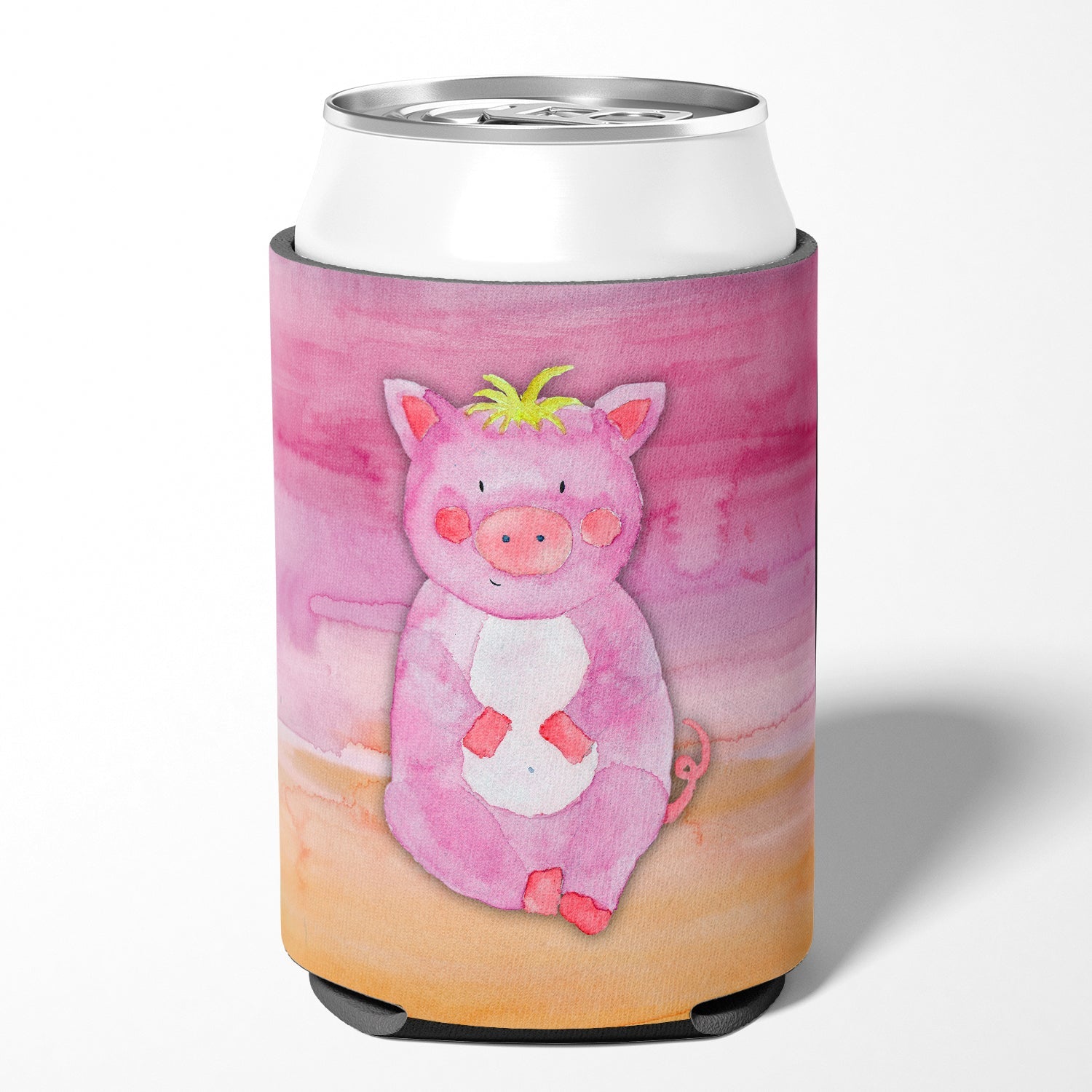 Pig Watercolor Can or Bottle Hugger Cooler Sleeve for Standard 12 oz Cans, Insulated Foam Beer & Soda Can Hugger Reusable
