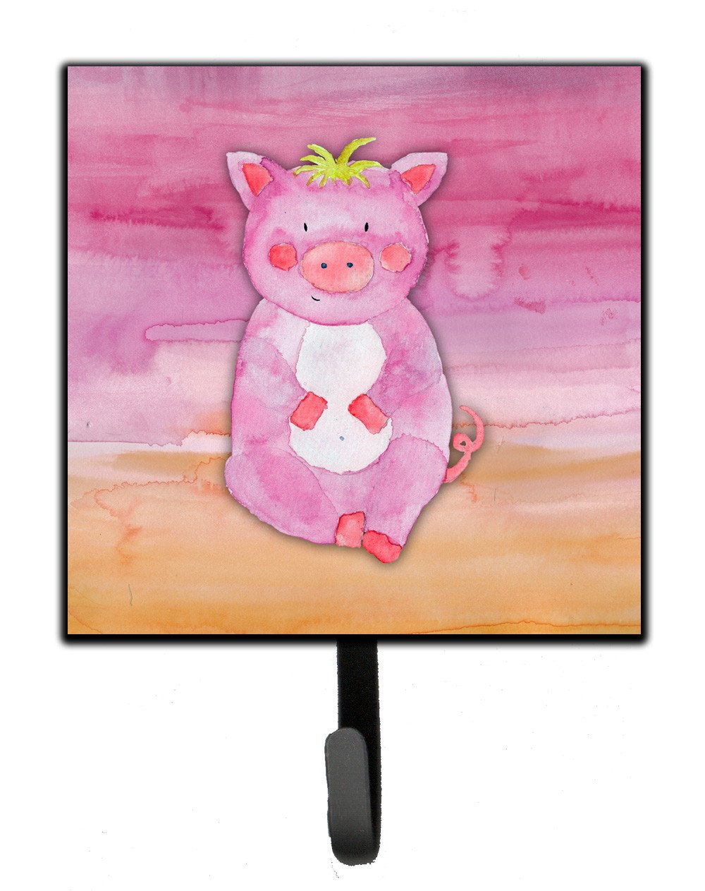 Pig Watercolor Leash or Key Holder Wall Hooks, Key Hooks Holder, Coat Rack Wall Mount, Coat Hooks, Hooks for Hanging Keys, Towels, Aprons, Leashes
