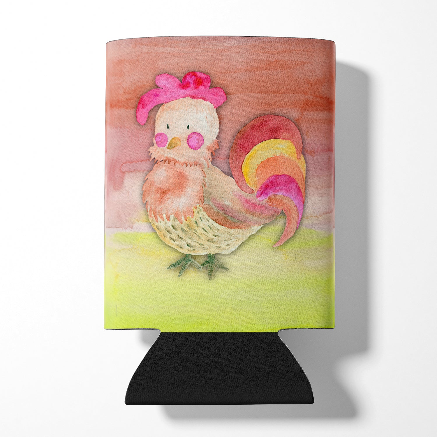 Rooster Watercolor Can or Bottle Hugger Cooler Sleeve for Standard 12 oz Cans, Insulated Foam Beer & Soda Can Hugger Reusable
