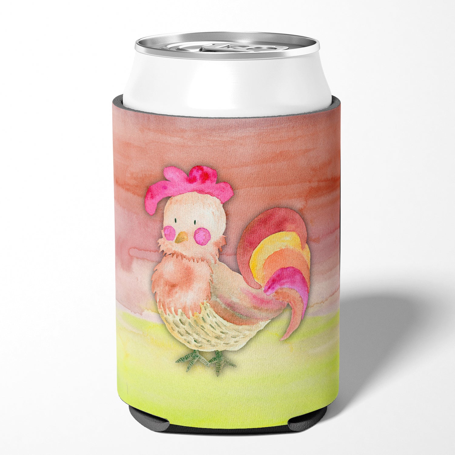 Rooster Watercolor Can or Bottle Hugger Cooler Sleeve for Standard 12 oz Cans, Insulated Foam Beer & Soda Can Hugger Reusable