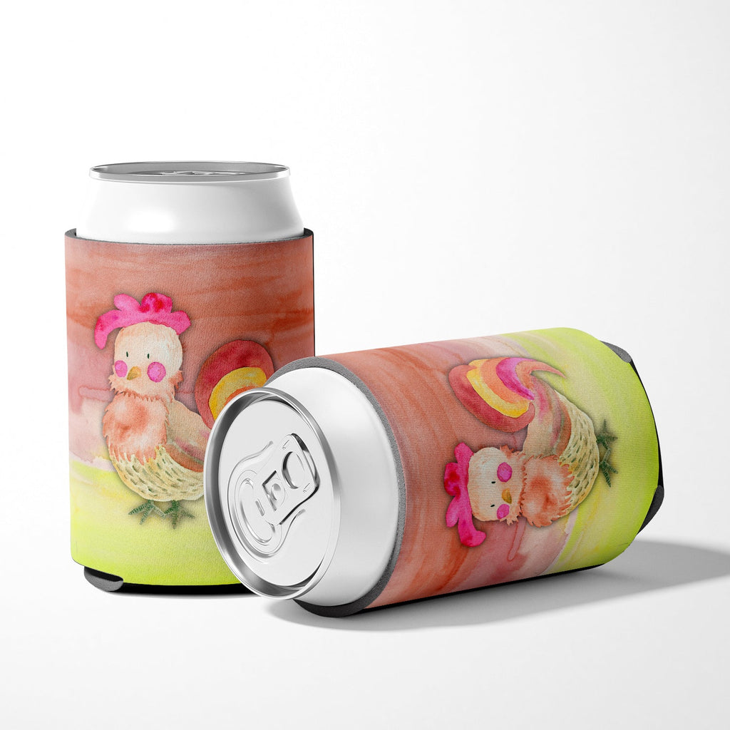 Rooster Watercolor Can or Bottle Hugger Cooler Sleeve for Standard 12 oz Cans, Insulated Foam Beer & Soda Can Hugger Reusable