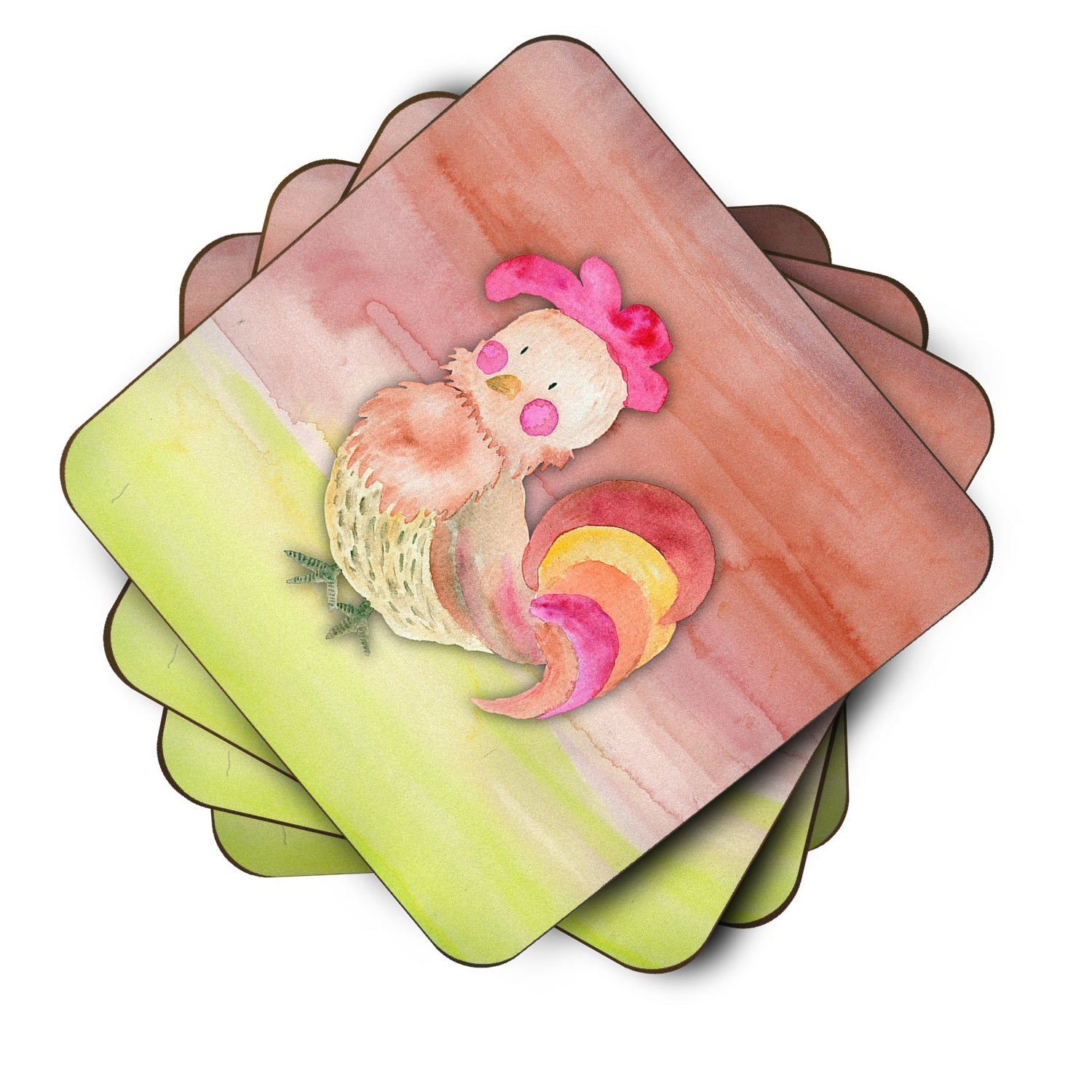 Rooster Watercolor Foam Coasters Set of 4 Cup Coasters for Indoor Outdoor, Tabletop Protection, Anti Slip, Mouse pad Material