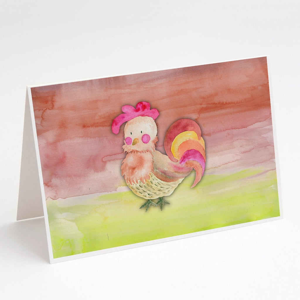 Rooster Watercolor Greeting Cards Pack of 8 Blank Cards with Envelopes Whimsical A7 Size 5x7