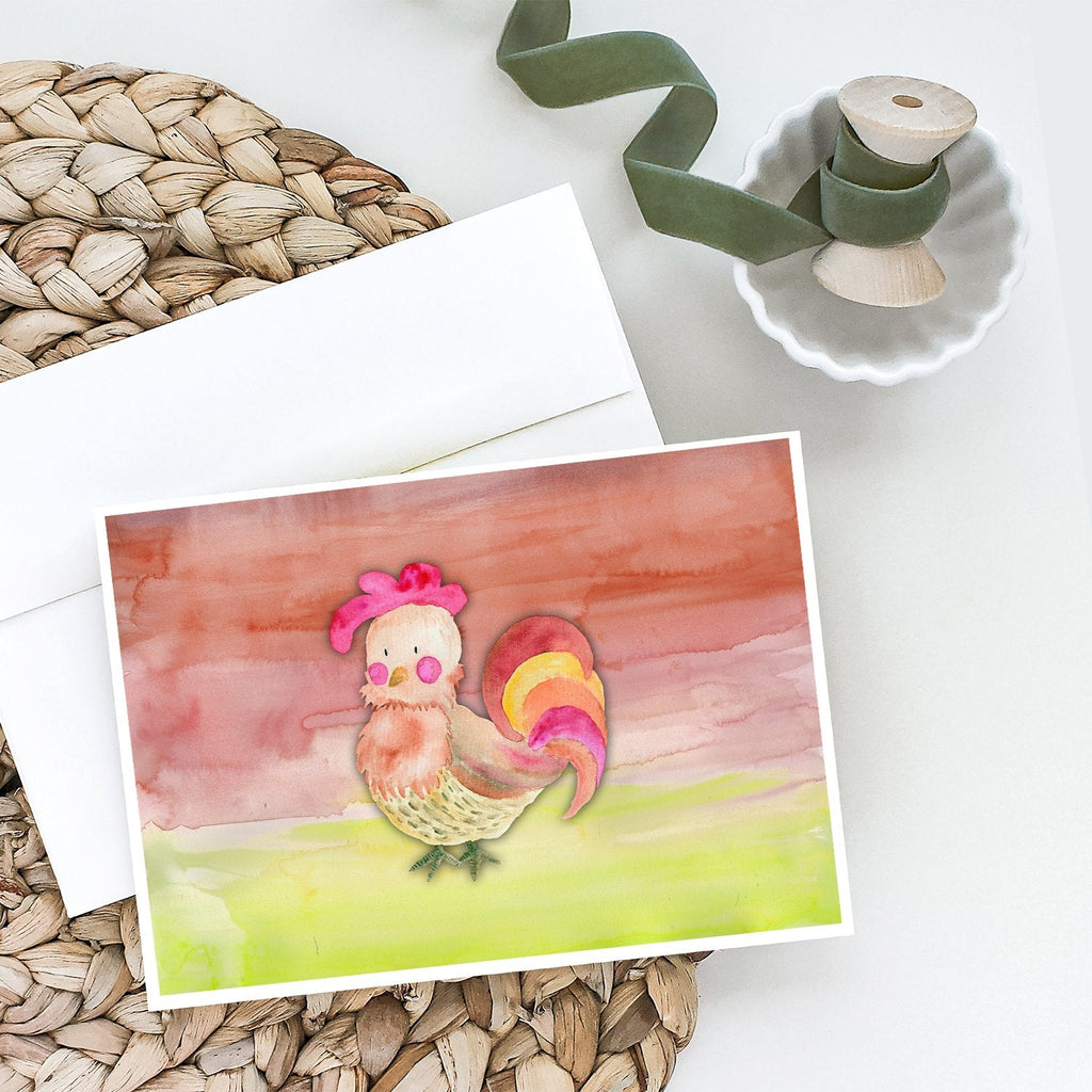 Rooster Watercolor Greeting Cards Pack of 8 Blank Cards with Envelopes Whimsical A7 Size 5x7