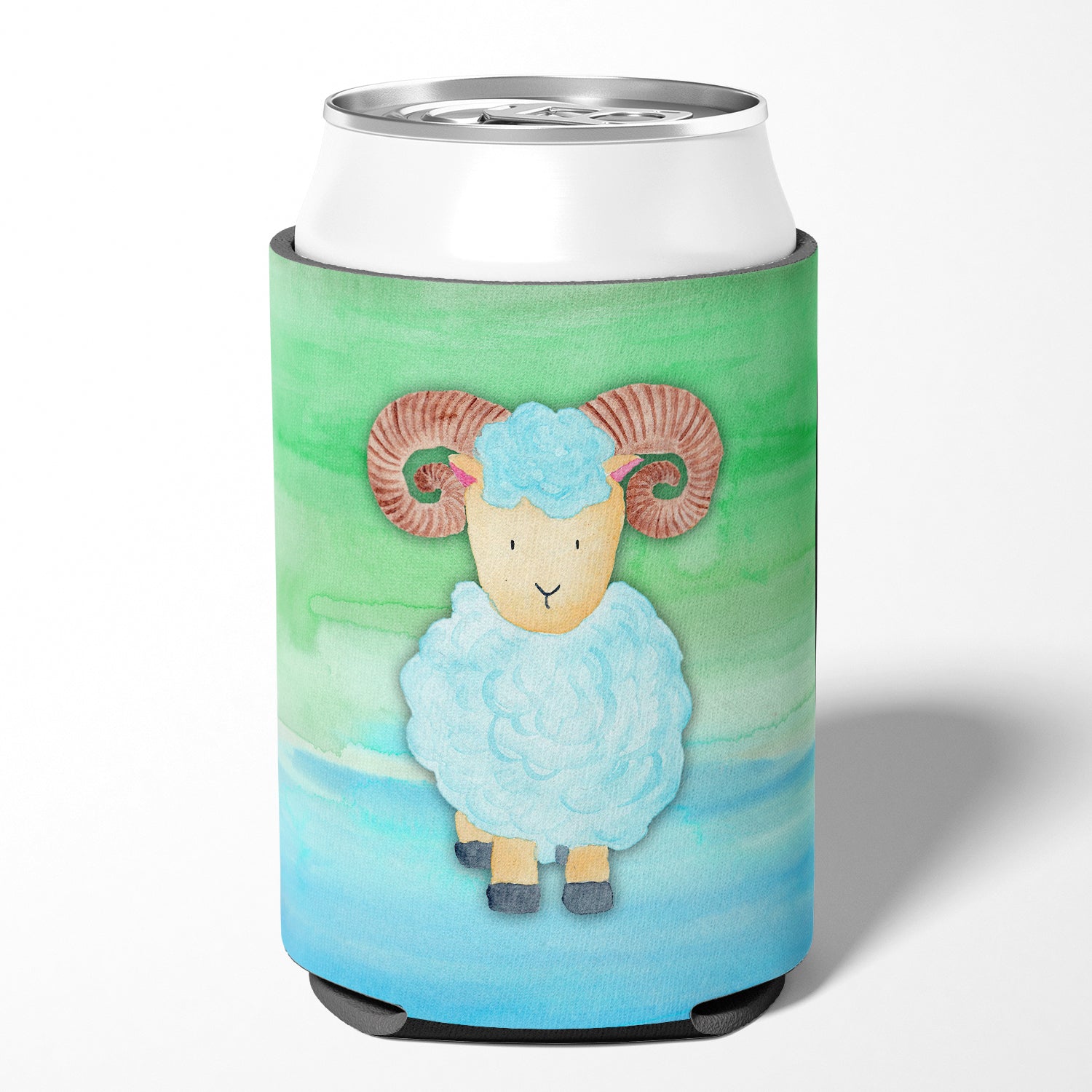 Ram Sheep Watercolor Can or Bottle Hugger Cooler Sleeve for Standard 12 oz Cans, Insulated Foam Beer & Soda Can Hugger Reusable