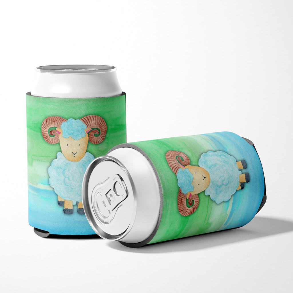 Ram Sheep Watercolor Can or Bottle Hugger Cooler Sleeve for Standard 12 oz Cans, Insulated Foam Beer & Soda Can Hugger Reusable