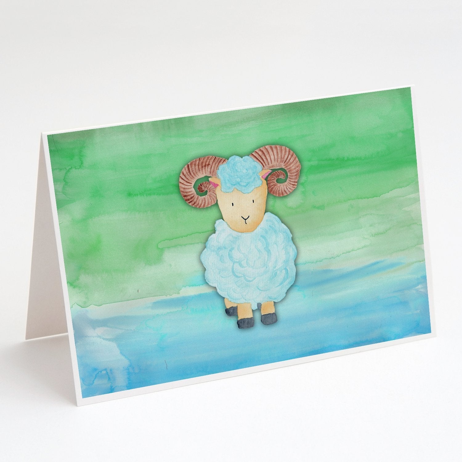 Ram Sheep Watercolor Greeting Cards Pack of 8 Blank Cards with Envelopes Whimsical A7 Size 5x7