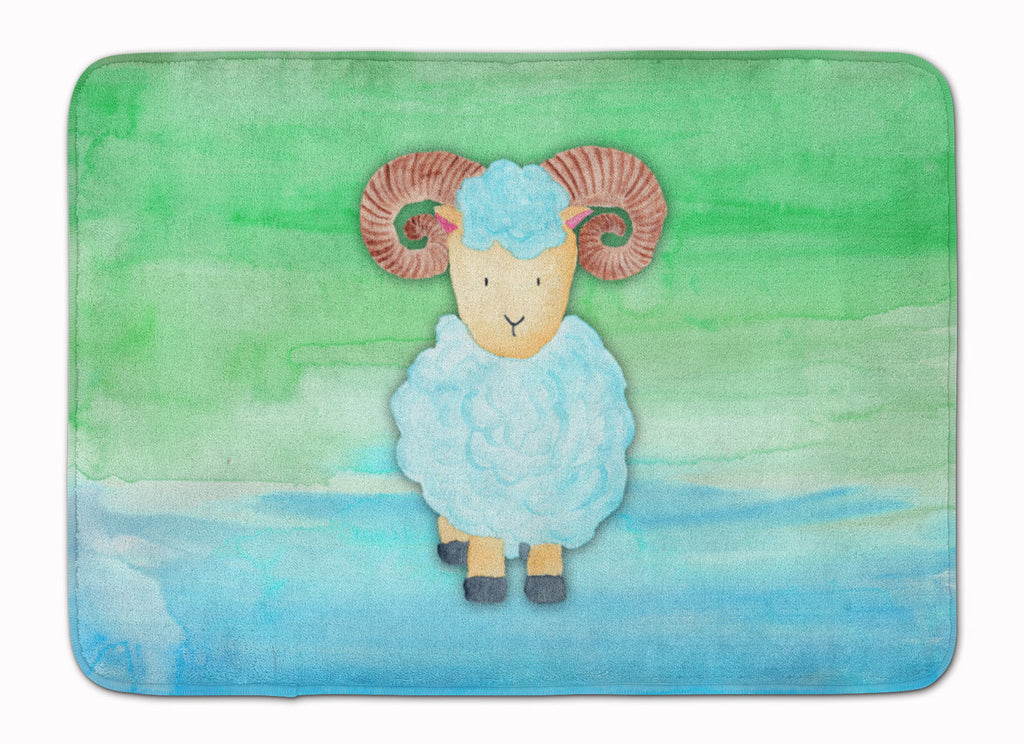Ram Sheep Watercolor Memory Foam Kitchen Mat Machine Washable Anti-Fatigue Cushion Comfort Bath or Kitchen Rug