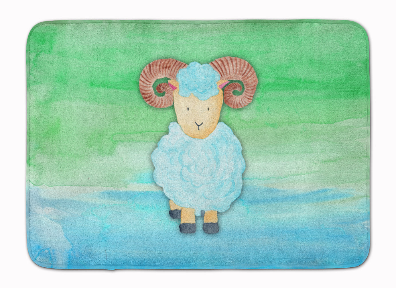 Ram Sheep Watercolor Memory Foam Kitchen Mat Machine Washable Anti-Fatigue Cushion Comfort Bath or Kitchen Rug