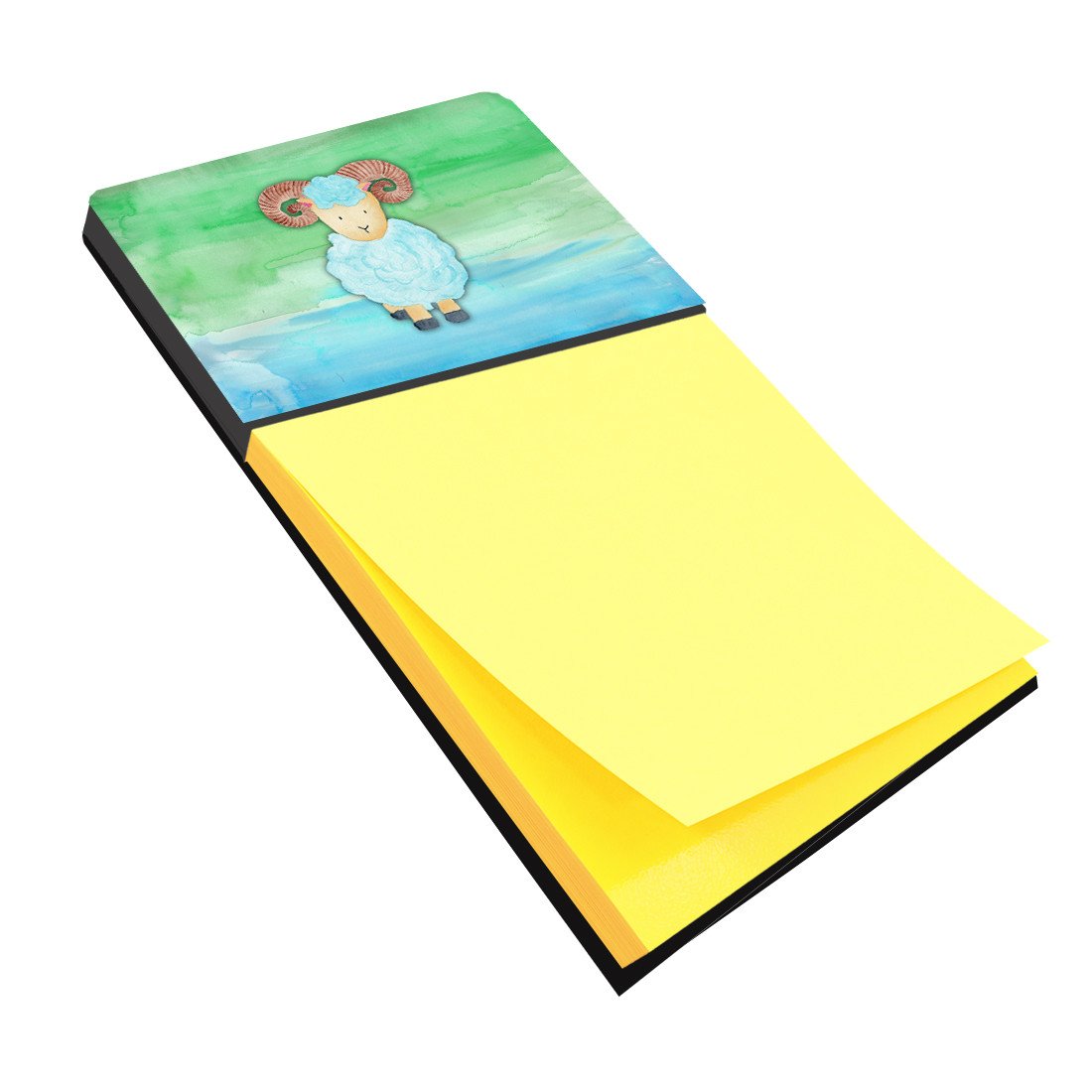 Ram Sheep Watercolor Watercolor Sticky Note Holder Refillable Dispenser Desk Accessory 3x3 Pad Gift