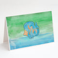 Blue Fish Watercolor Greeting Cards Pack of 8 Blank Cards with Envelopes Whimsical A7 Size 5x7