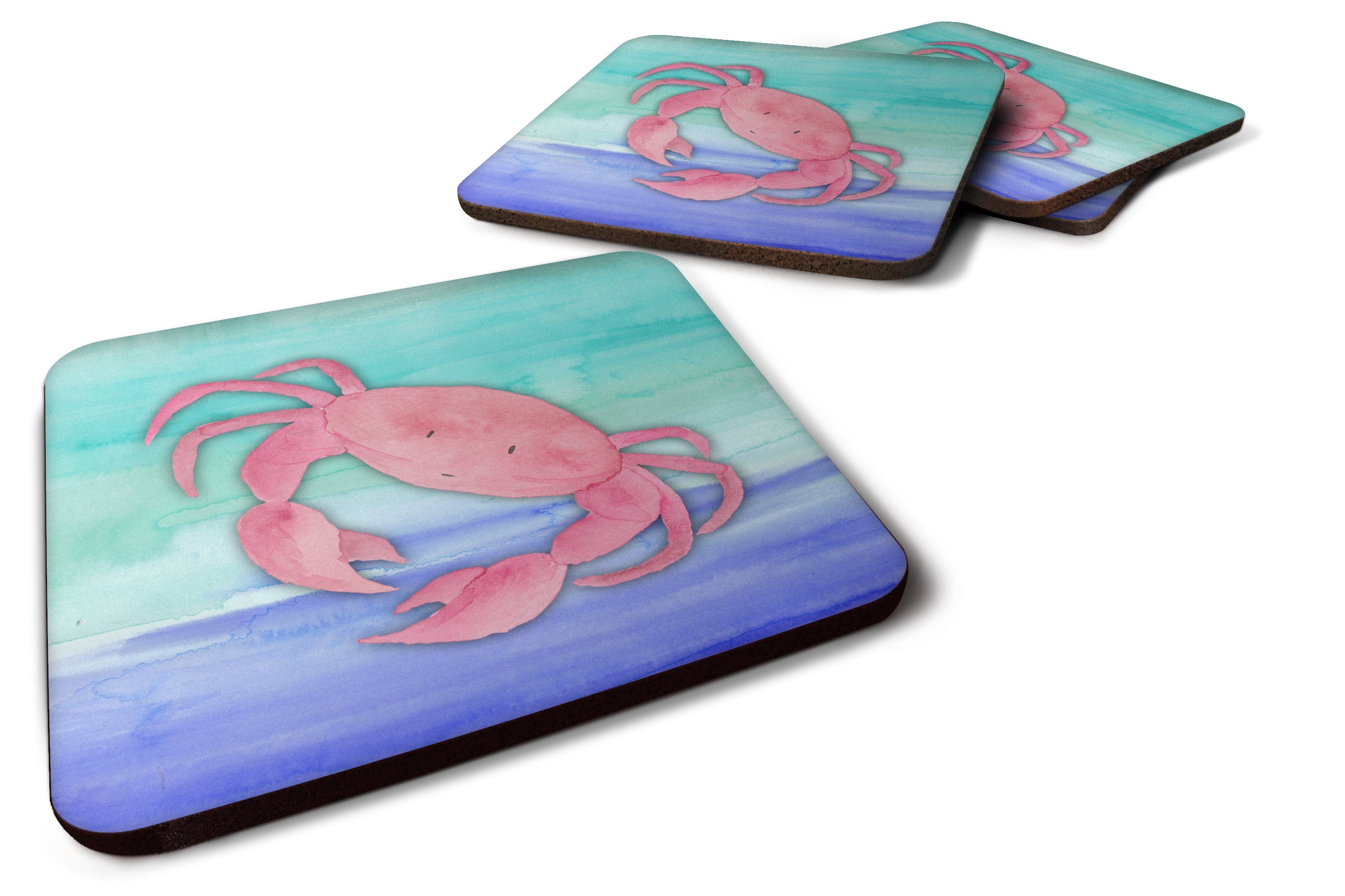 Crab Watercolor Foam Coasters Set of 4 Cup Coasters for Indoor Outdoor, Tabletop Protection, Anti Slip, Mouse pad Material