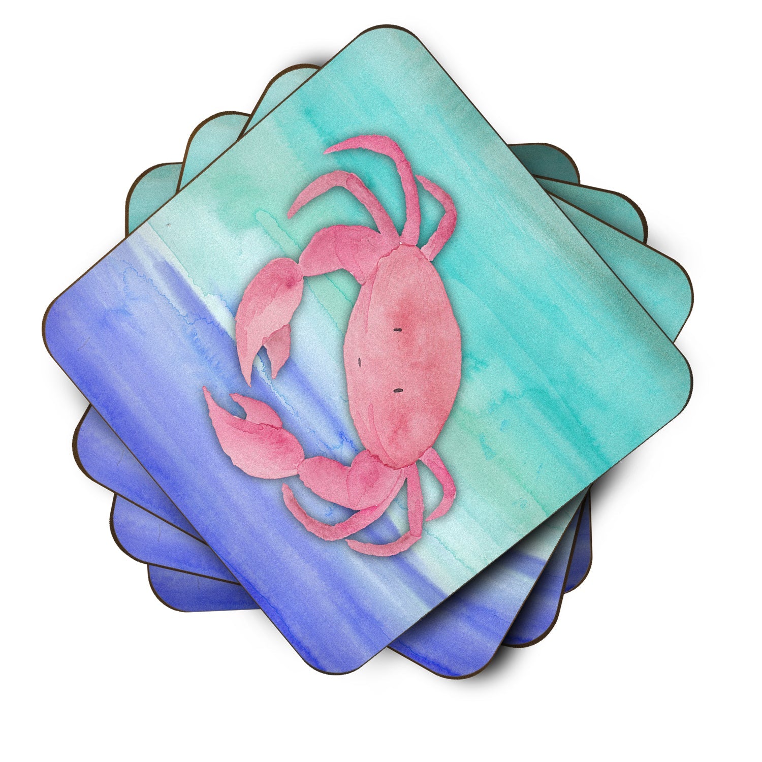 Crab Watercolor Foam Coasters Set of 4 Cup Coasters for Indoor Outdoor, Tabletop Protection, Anti Slip, Mouse pad Material