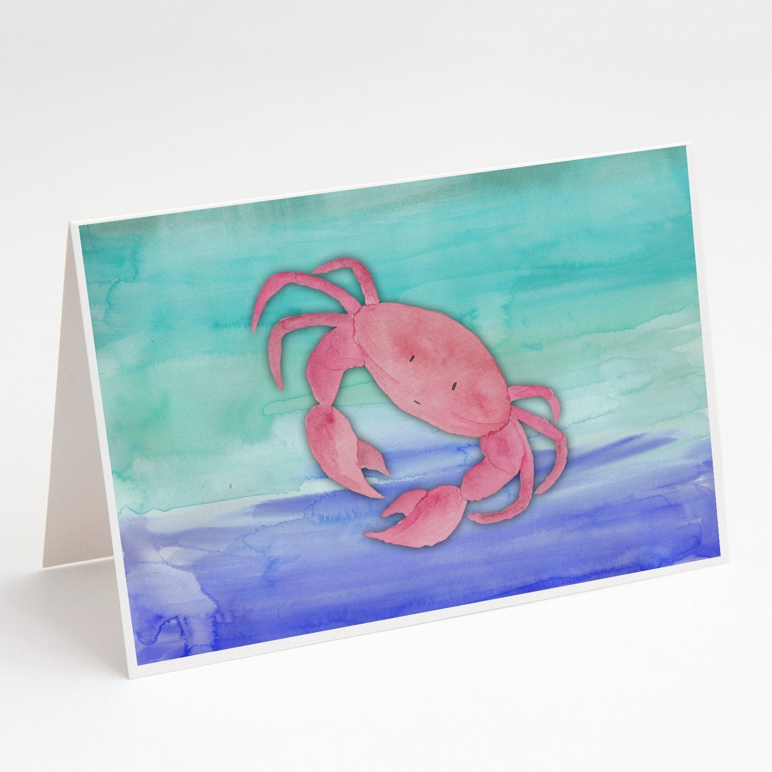 Crab Watercolor Greeting Cards Pack of 8 Blank Cards with Envelopes Whimsical A7 Size 5x7