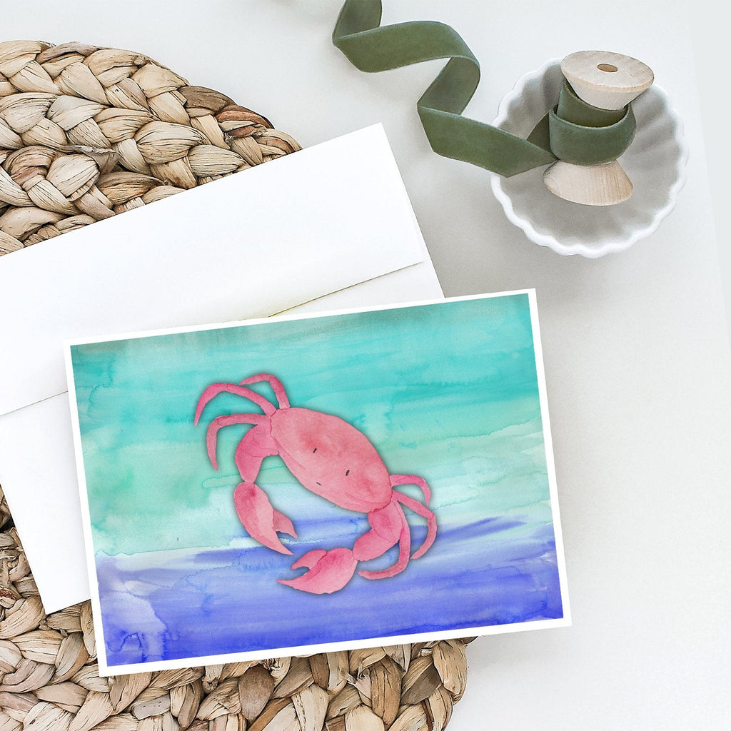 Crab Watercolor Greeting Cards Pack of 8 Blank Cards with Envelopes Whimsical A7 Size 5x7