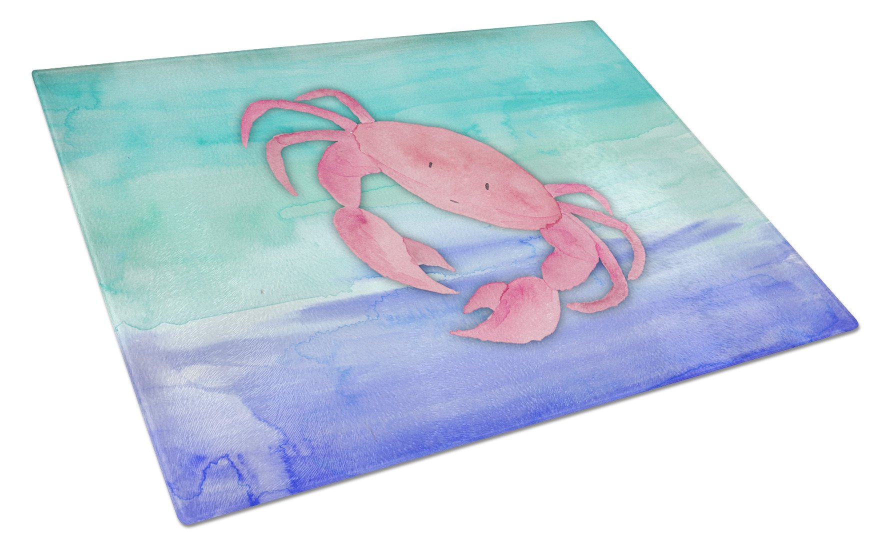 Crab Watercolor Cutting Board Tempered Glass Kitchen Cutting Surface, Heat Resistant Chopping, Non-Slip Feet, Food Prep & Serving