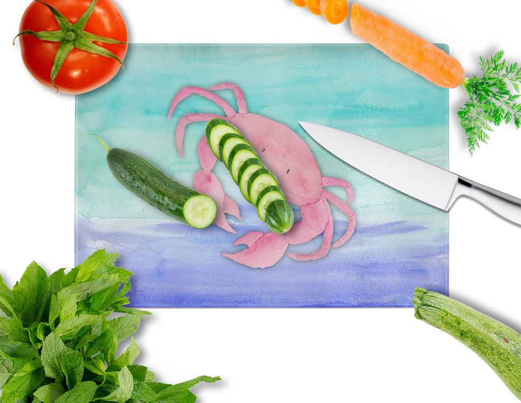 Crab Watercolor Cutting Board Tempered Glass Kitchen Cutting Surface, Heat Resistant Chopping, Non-Slip Feet, Food Prep & Serving