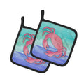 Crab Watercolor Pot Holder Set of 2 Heat Resistant Quilted Hot Pads 7.5 x 7.5 Inch, Insulated Kitchen Trivets for Cooking & Baking