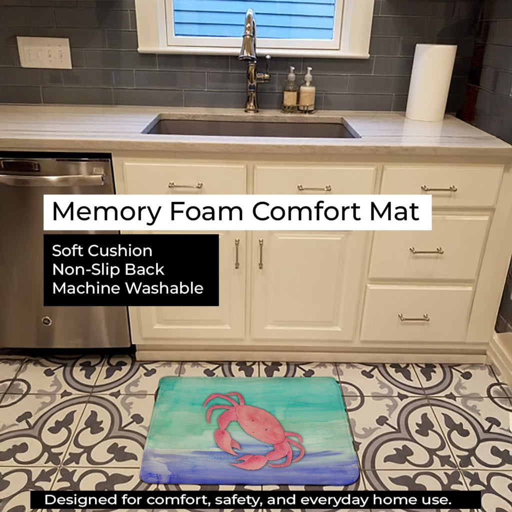 Crab Watercolor Memory Foam Kitchen Mat Machine Washable Anti-Fatigue Cushion Comfort Bath or Kitchen Rug