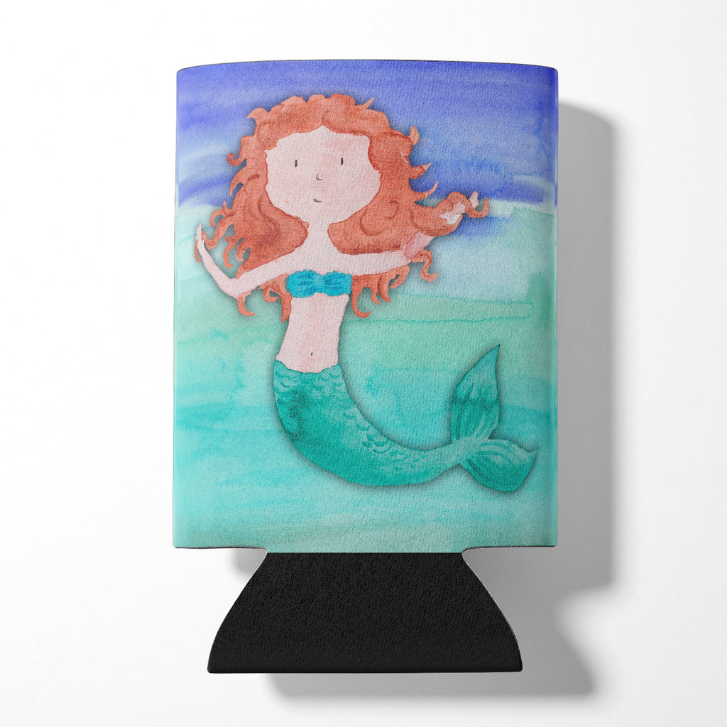 Ginger Mermaid Watercolor Can or Bottle Hugger Cooler Sleeve for Standard 12 oz Cans, Insulated Foam Beer & Soda Can Hugger Reusable