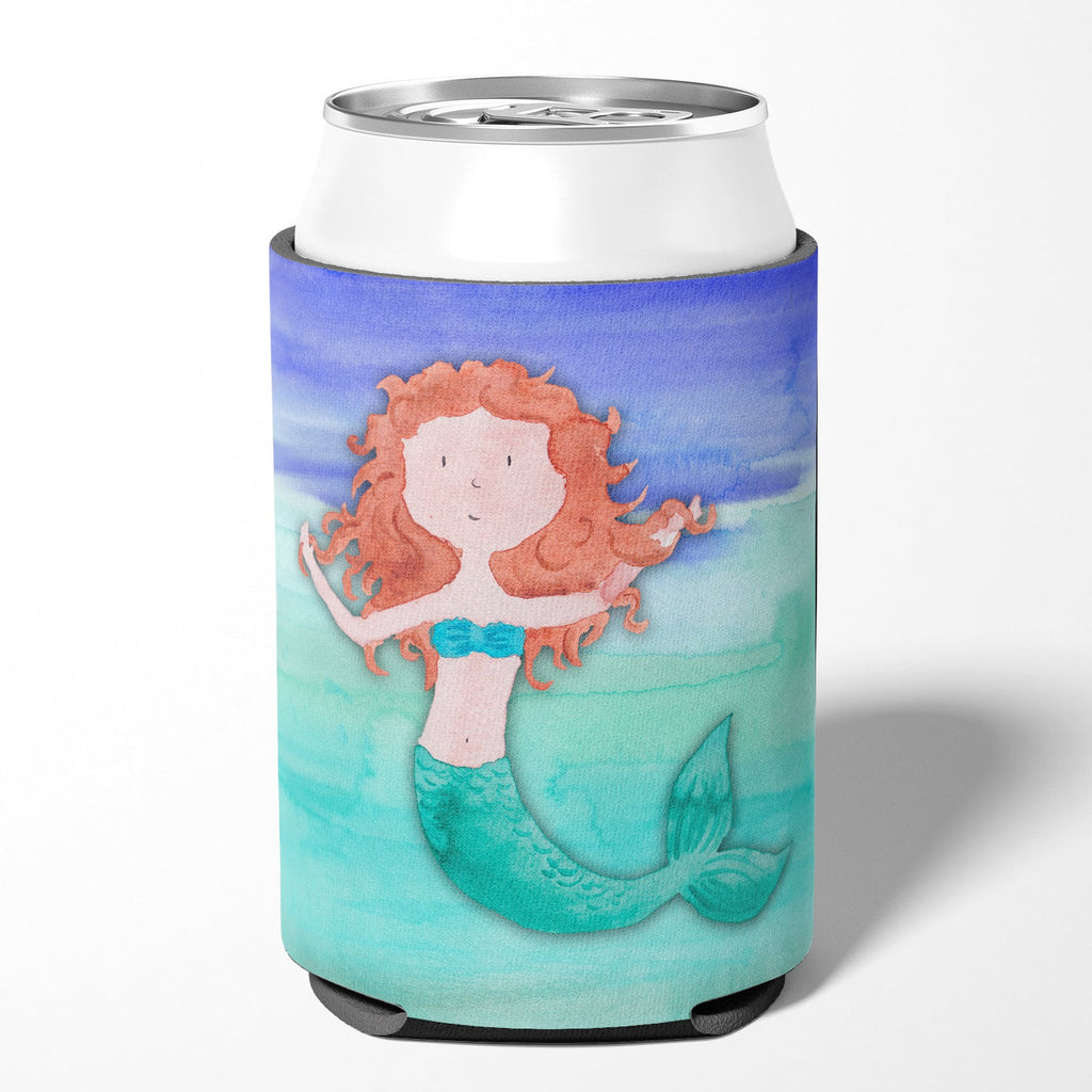 Ginger Mermaid Watercolor Can or Bottle Hugger Cooler Sleeve for Standard 12 oz Cans, Insulated Foam Beer & Soda Can Hugger Reusable