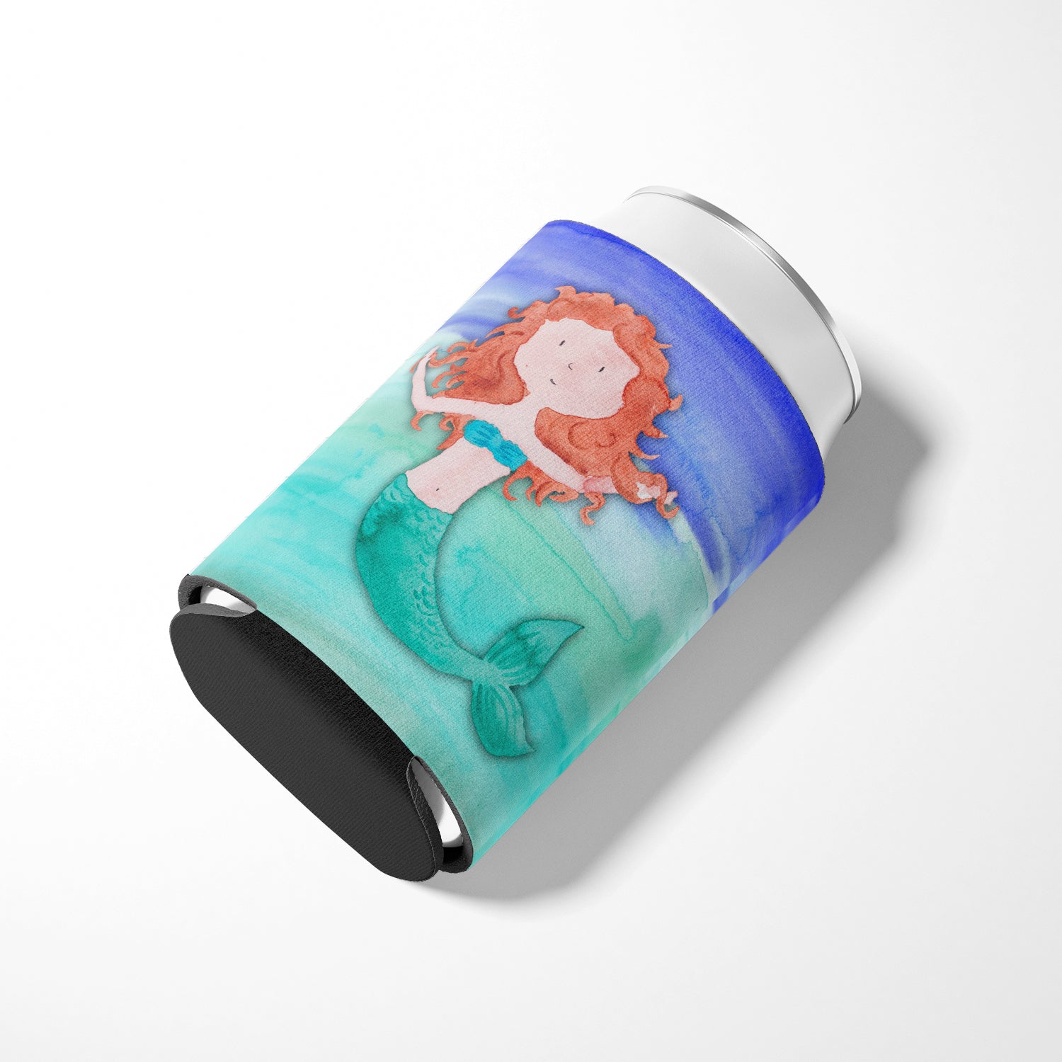 Ginger Mermaid Watercolor Can or Bottle Hugger Cooler Sleeve for Standard 12 oz Cans, Insulated Foam Beer & Soda Can Hugger Reusable