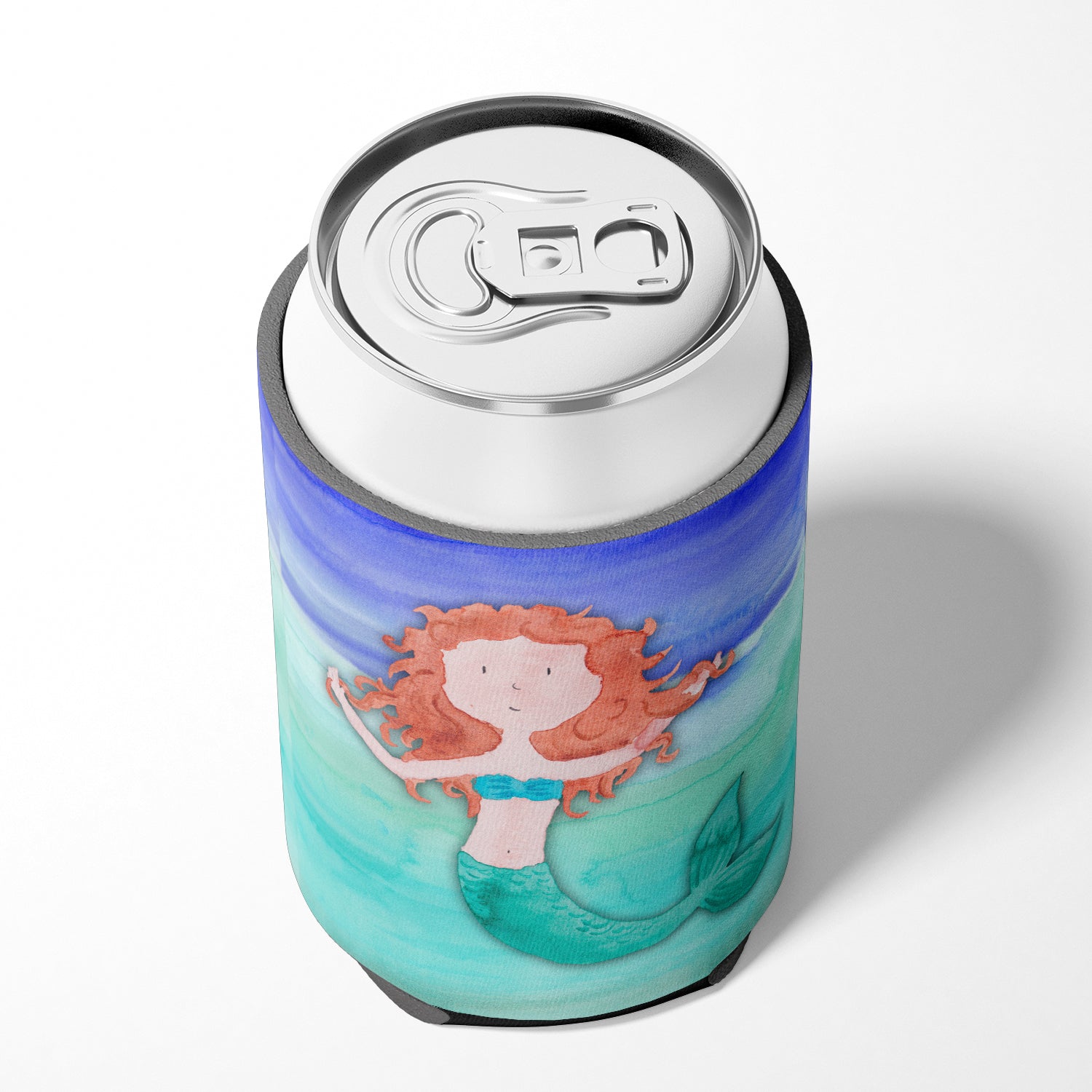 Ginger Mermaid Watercolor Can or Bottle Hugger Cooler Sleeve for Standard 12 oz Cans, Insulated Foam Beer & Soda Can Hugger Reusable