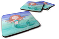 Ginger Mermaid Watercolor Foam Coasters Set of 4 Cup Coasters for Indoor Outdoor, Tabletop Protection, Anti Slip, Mouse pad Material