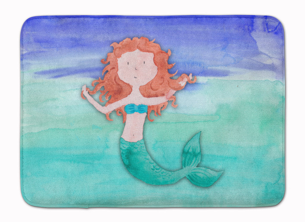 Ginger Mermaid Watercolor Memory Foam Kitchen Mat Machine Washable Anti-Fatigue Cushion Comfort Bath or Kitchen Rug