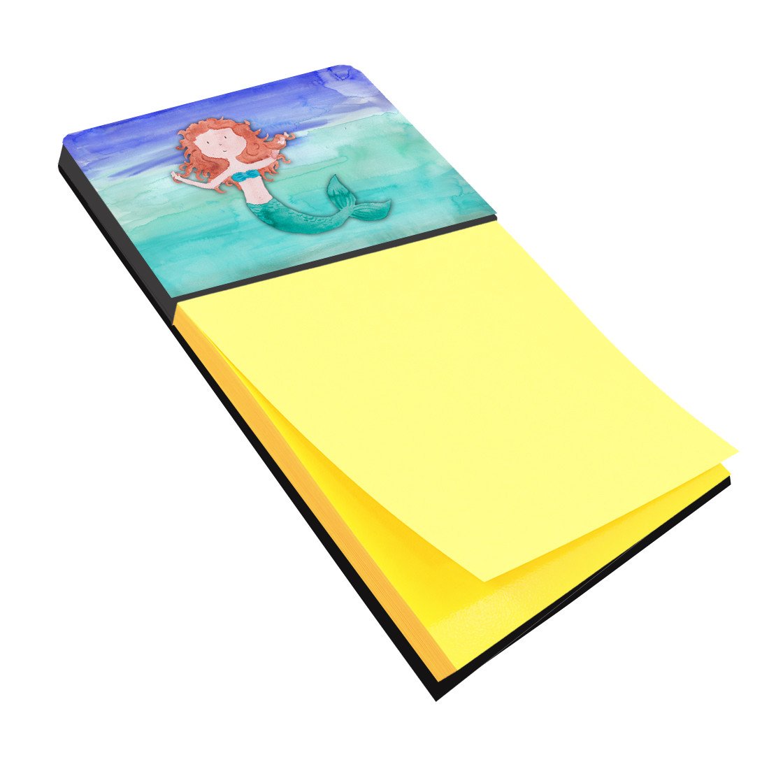 Ginger Mermaid Watercolor Watercolor Sticky Note Holder Refillable Dispenser Desk Accessory 3x3 Pad Gift
