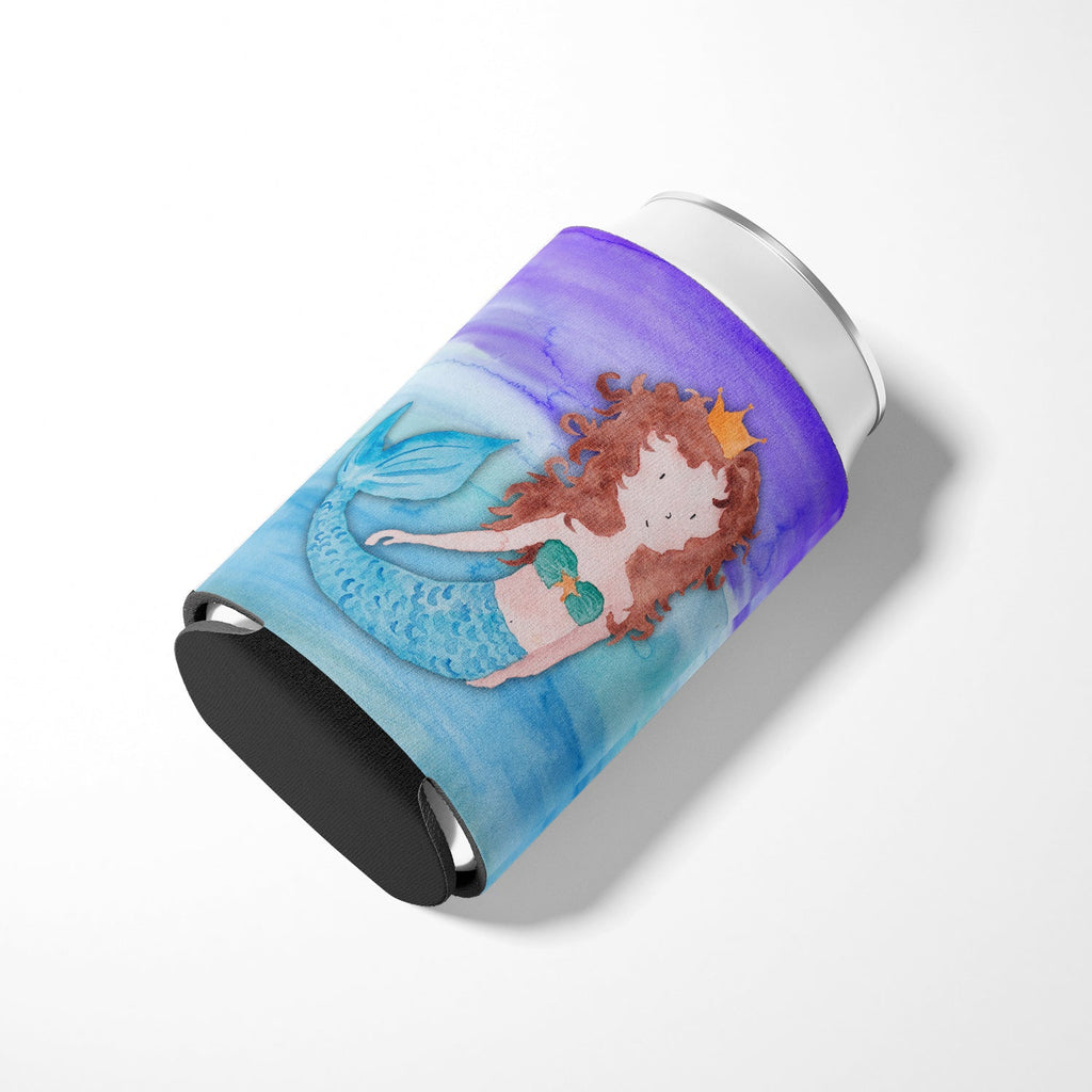 Brunette Mermaid Watercolor Can or Bottle Hugger Cooler Sleeve for Standard 12 oz Cans, Insulated Foam Beer & Soda Can Hugger Reusable