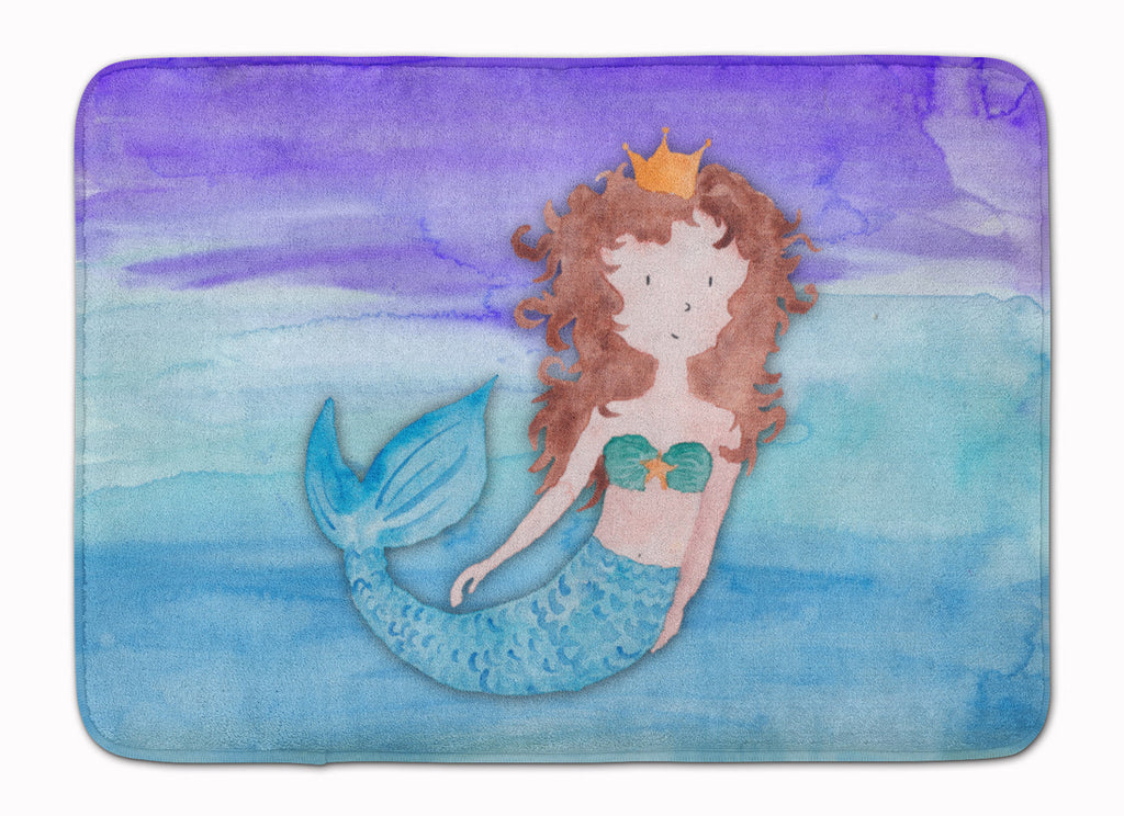 Brunette Mermaid Watercolor Memory Foam Kitchen Mat Machine Washable Anti-Fatigue Cushion Comfort Bath or Kitchen Rug