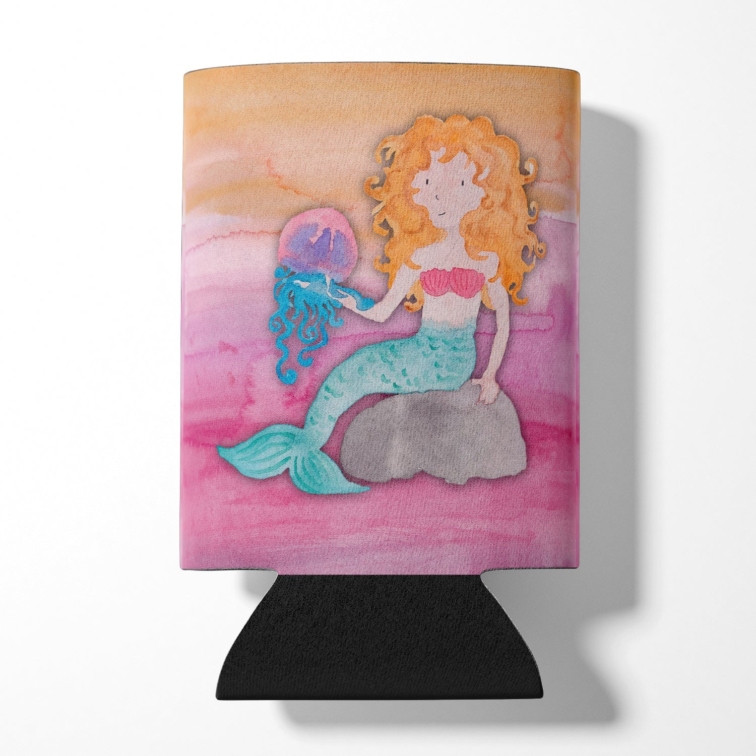 Blonde Mermaid Watercolor Can or Bottle Hugger Cooler Sleeve for Standard 12 oz Cans, Insulated Foam Beer & Soda Can Hugger Reusable