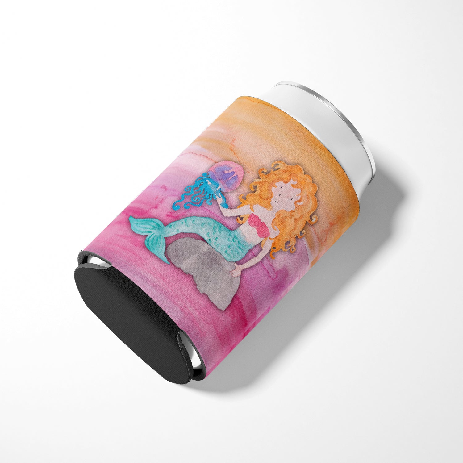 Blonde Mermaid Watercolor Can or Bottle Hugger Cooler Sleeve for Standard 12 oz Cans, Insulated Foam Beer & Soda Can Hugger Reusable