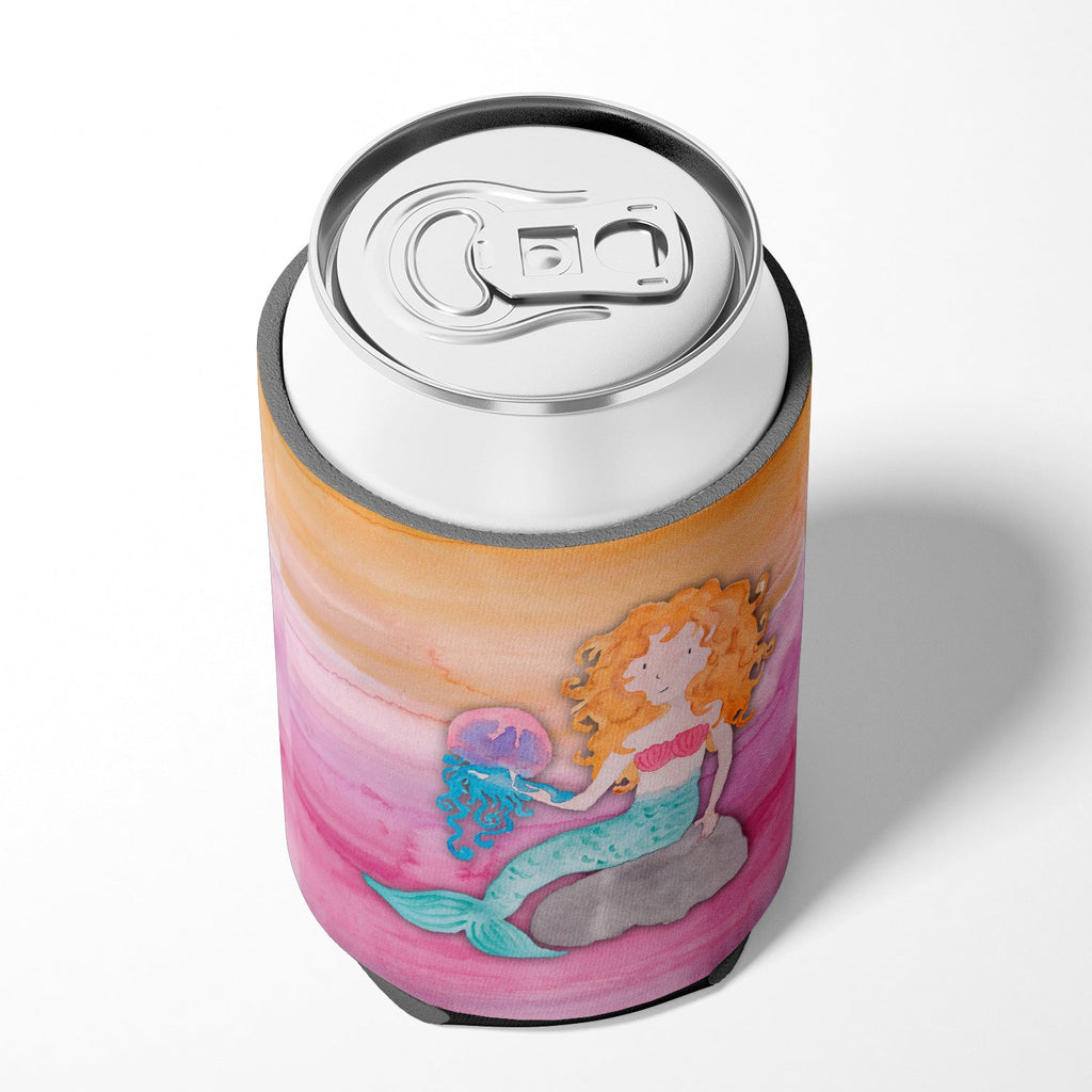 Blonde Mermaid Watercolor Can or Bottle Hugger Cooler Sleeve for Standard 12 oz Cans, Insulated Foam Beer & Soda Can Hugger Reusable