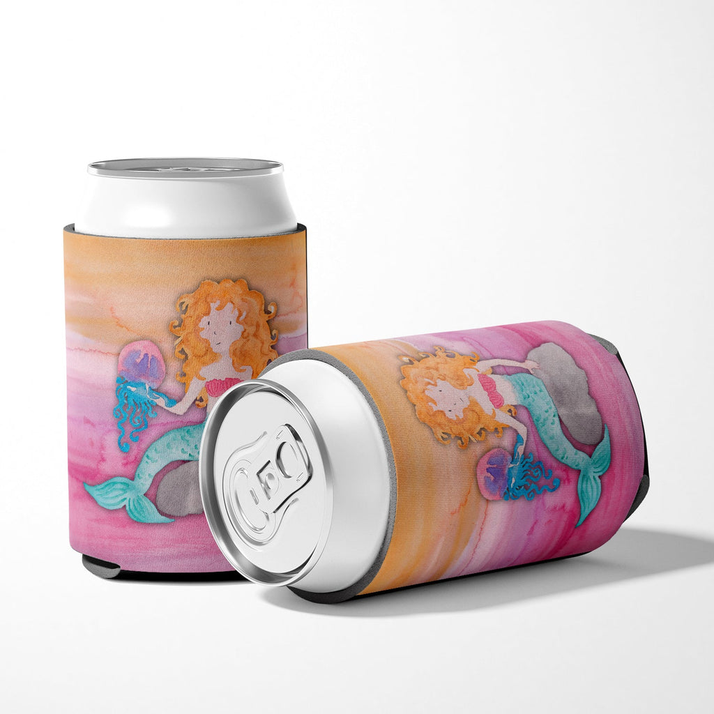 Blonde Mermaid Watercolor Can or Bottle Hugger Cooler Sleeve for Standard 12 oz Cans, Insulated Foam Beer & Soda Can Hugger Reusable