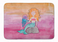 Blonde Mermaid Watercolor Memory Foam Kitchen Mat Machine Washable Anti-Fatigue Cushion Comfort Bath or Kitchen Rug
