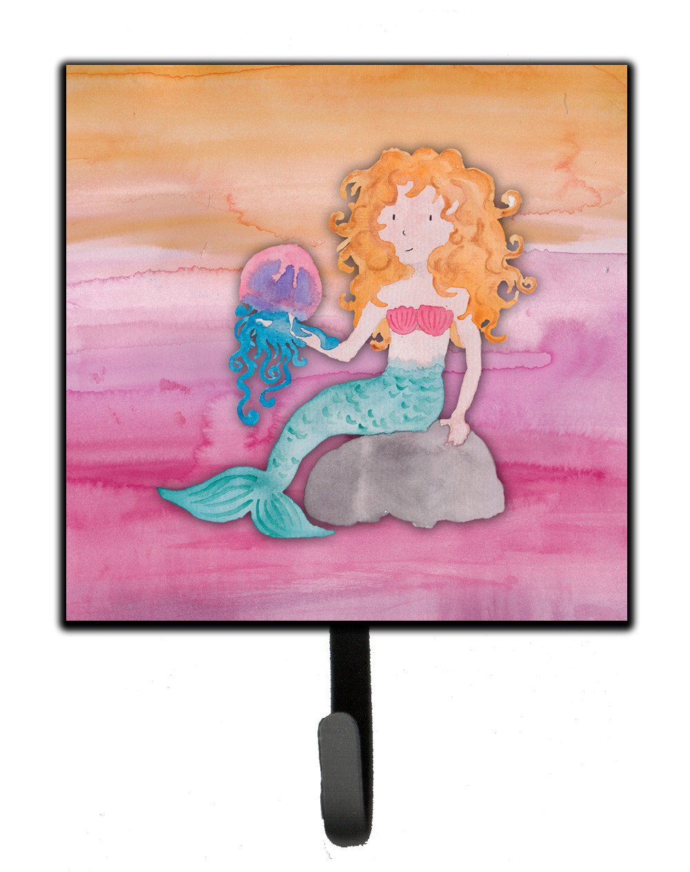 Blonde Mermaid Watercolor Leash or Key Holder Wall Hooks, Key Hooks Holder, Coat Rack Wall Mount, Coat Hooks, Hooks for Hanging Keys, Towels, Aprons, Leashes