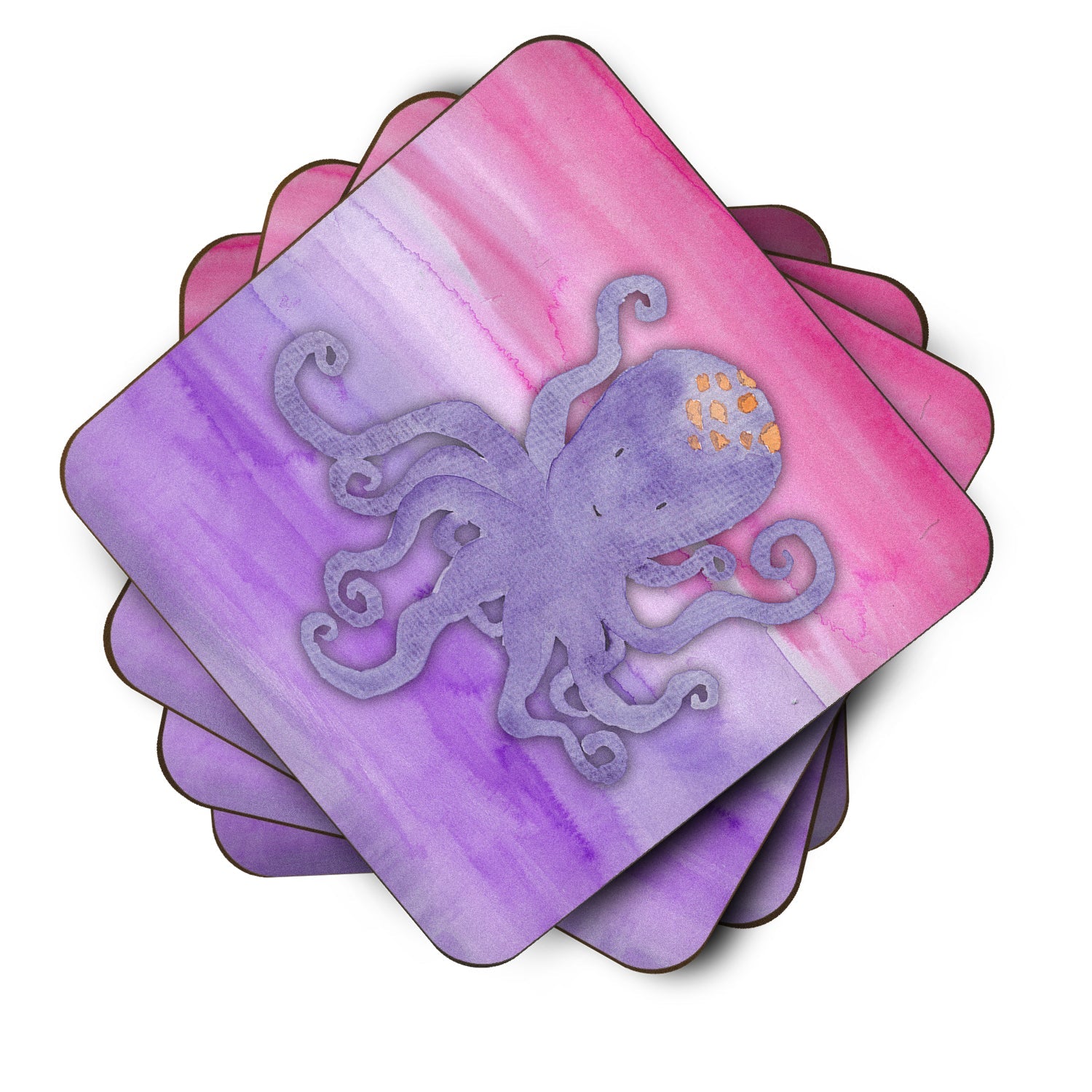 Octopus Watercolor Foam Coasters Set of 4 Cup Coasters for Indoor Outdoor, Tabletop Protection, Anti Slip, Mouse pad Material