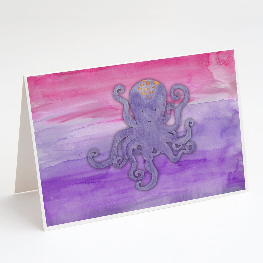 Octopus Watercolor Greeting Cards Pack of 8 Blank Cards with Envelopes Whimsical A7 Size 5x7