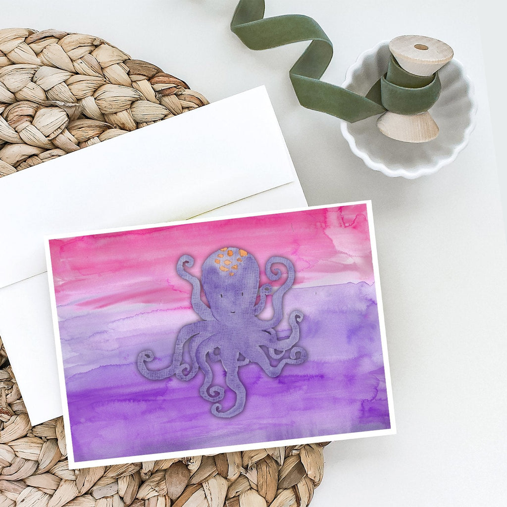 Octopus Watercolor Greeting Cards Pack of 8 Blank Cards with Envelopes Whimsical A7 Size 5x7