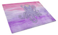 Octopus Watercolor Cutting Board Tempered Glass Kitchen Cutting Surface, Heat Resistant Chopping, Non-Slip Feet, Food Prep & Serving