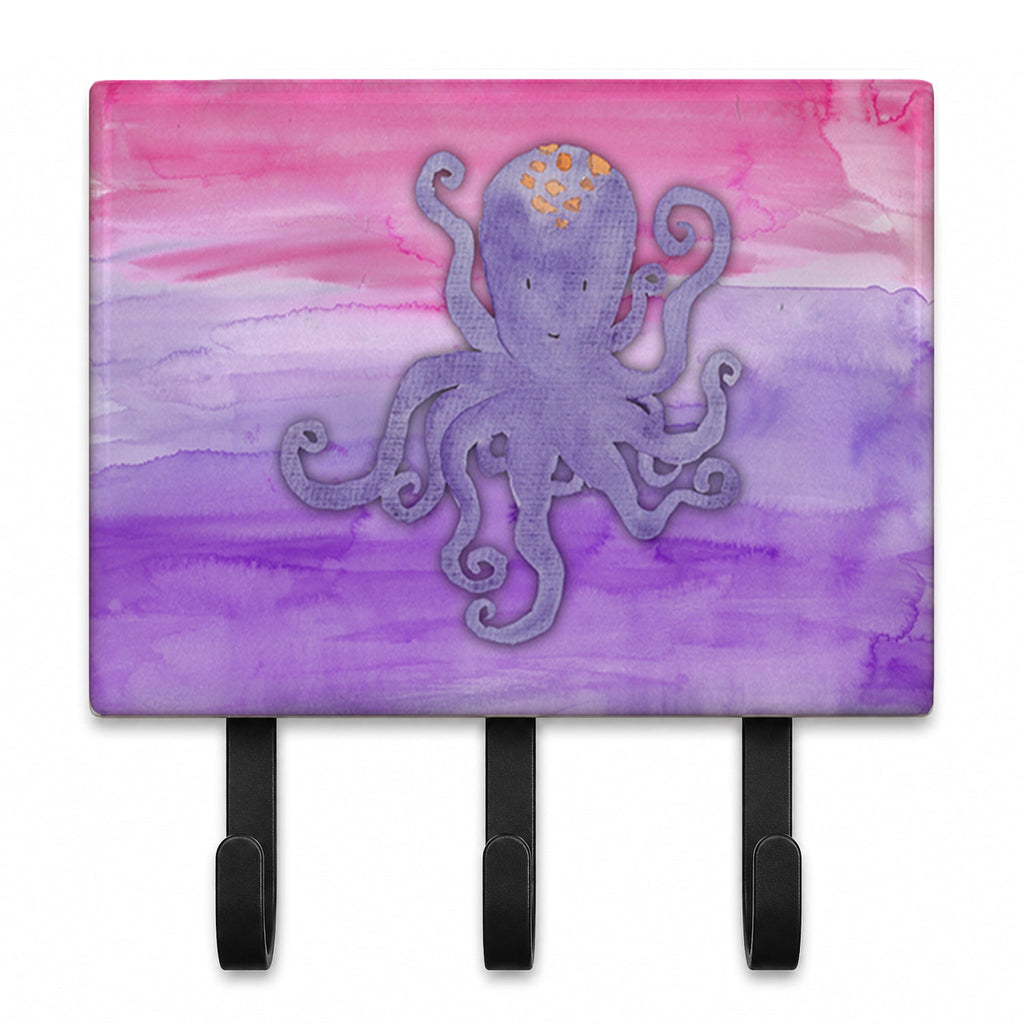 Octopus Watercolor Leash or Key Holder Wall Hooks, Coat Rack Wall Mount, for Hanging Keys, Towels, Aprons, Leashes