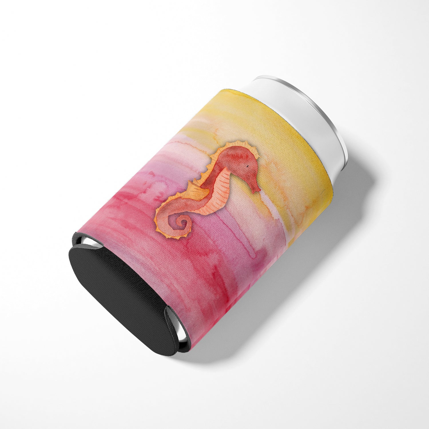 Seahorse Watercolor Can or Bottle Hugger Cooler Sleeve for Standard 12 oz Cans, Insulated Foam Beer & Soda Can Hugger Reusable