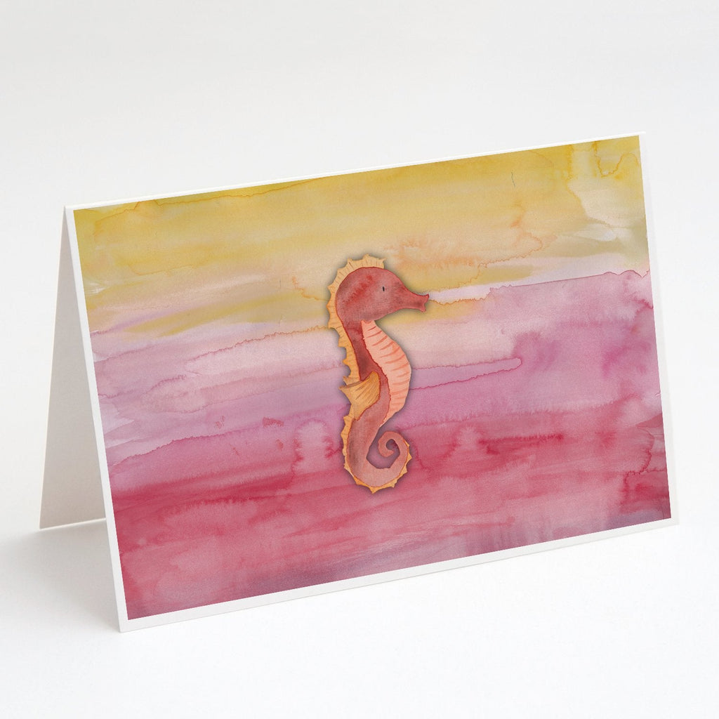 Seahorse Watercolor Greeting Cards Pack of 8 Blank Cards with Envelopes Whimsical A7 Size 5x7