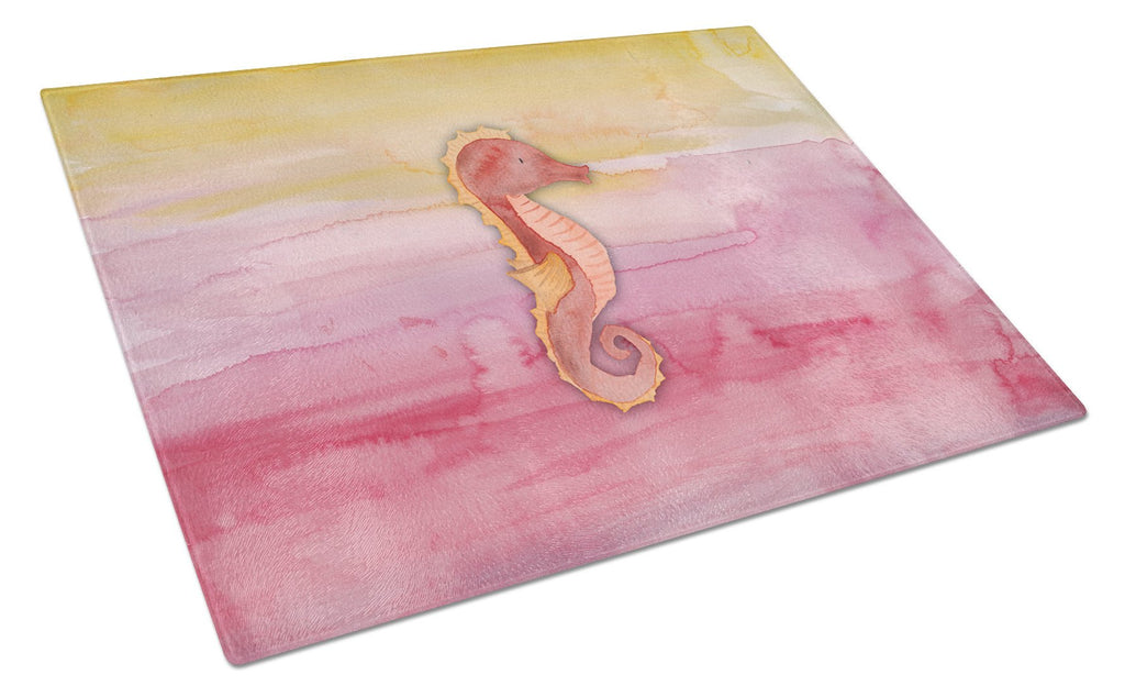 Seahorse Watercolor Cutting Board Tempered Glass Kitchen Cutting Surface, Heat Resistant Chopping, Non-Slip Feet, Food Prep & Serving