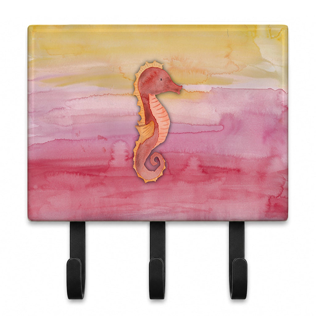 Seahorse Watercolor Leash or Key Holder Wall Hooks, Coat Rack Wall Mount, for Hanging Keys, Towels, Aprons, Leashes