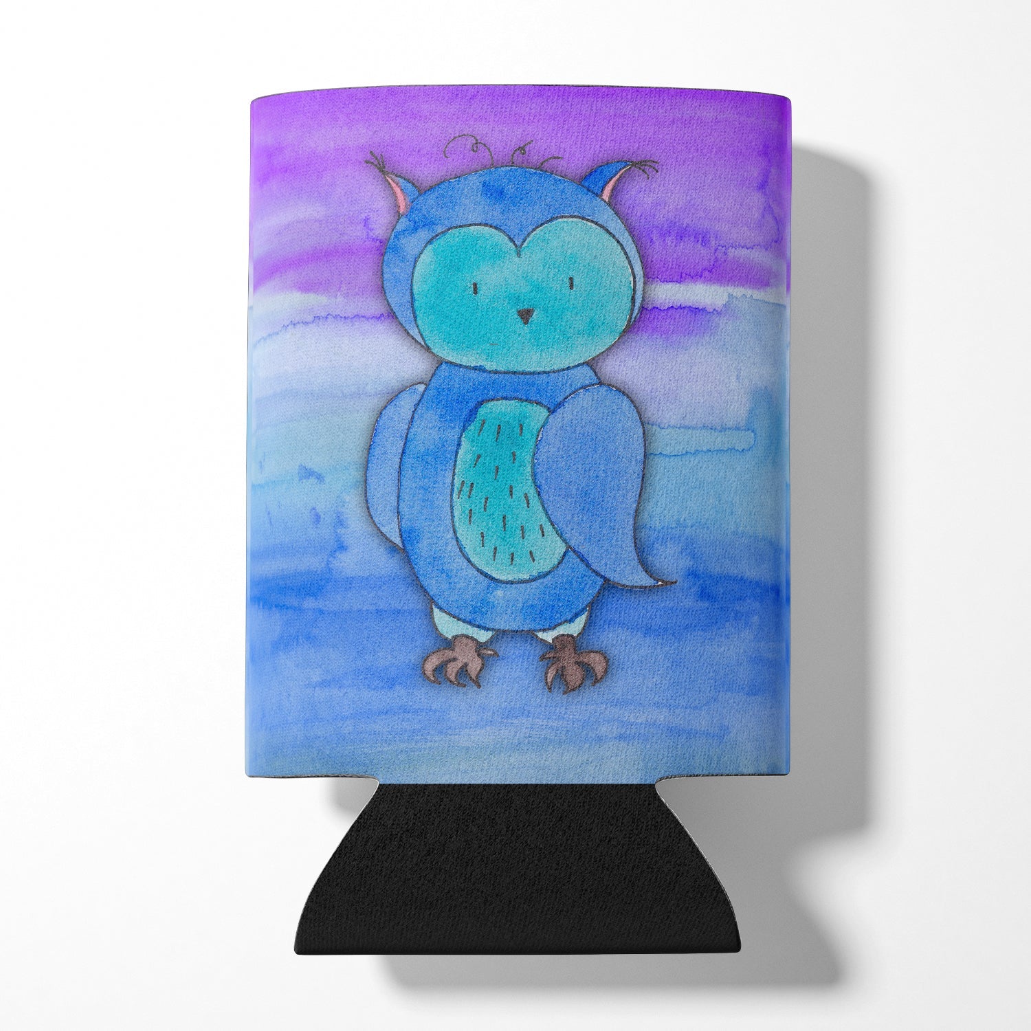 Blue Owl Watercolor Can or Bottle Hugger Cooler Sleeve for Standard 12 oz Cans, Insulated Foam Beer & Soda Can Hugger Reusable