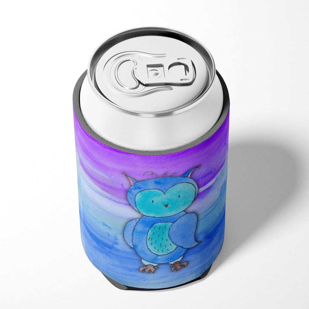 Blue Owl Watercolor Can or Bottle Hugger Cooler Sleeve for Standard 12 oz Cans, Insulated Foam Beer & Soda Can Hugger Reusable